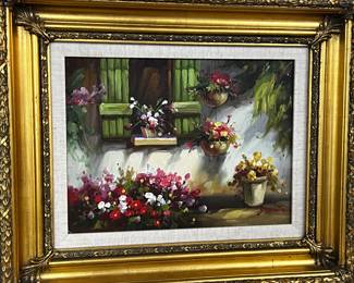 Vibrant Oil on Canvas in Heavy Frame