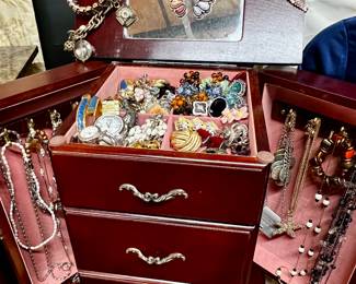 Standing Jewelry Storage Chest with Costume Jewelry