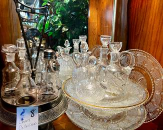 Vintage Cruet Collection, Silver Plate Cruet Stand, Glass Serving Plates