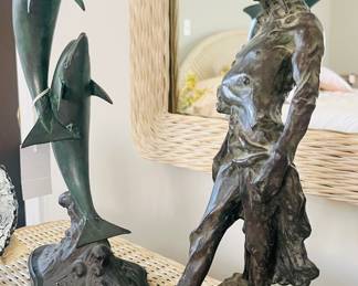 Dolphins sculpture and bronze casting of “Ratapoil” by Honoré Daumier