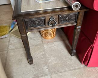 $20 Pair of End Tables, Fair Condition, one has a crack in the stone top.