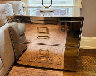 Crate and Barrell stainless steel filing cabinet. Two available