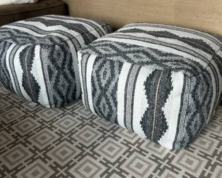 CB2 Delsey grey woven pouf. Two available