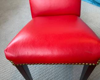 Red Leather Foot Stool