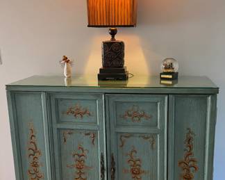 Turquoise Wooden Console 14x40x43