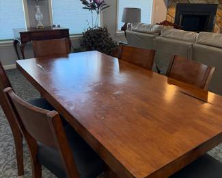 Dining Table and Six Chairs with Sunbrella Faux Leather Cushions 30x38x75