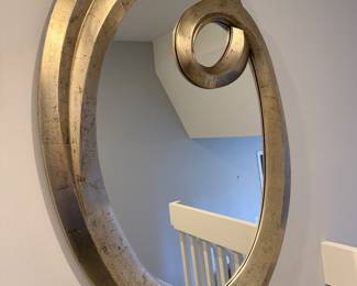Large Oval Gold Modern Mirror 37x53"
