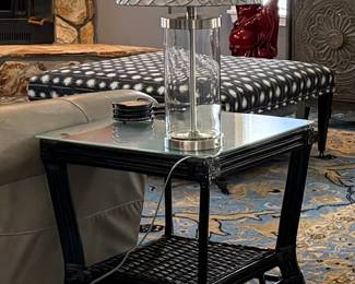 Two Black Bamboo Side Tables 22x22x23