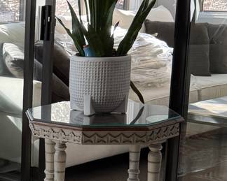 Octagonal Side Table with Glass Top 26x26x26