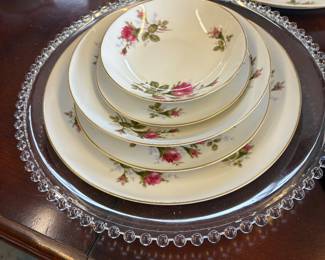 Beautiful Rose Moss China  Service for 12 and accessories.