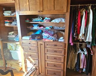 Linens, clothing, blankets.