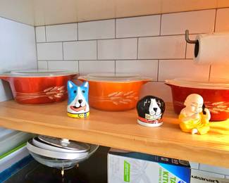 Pyrex Autumn Harvest casserole dishes.