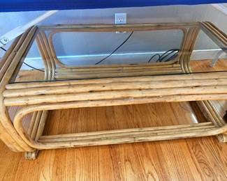 Rattan coffee table.
