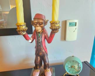 Vintage Bellhop Monkey Dual Candle holder.