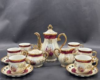 (15) Victorian-Style China Tea Set, Service for 6