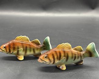 Ceramic Bass Fish Salt & Pepper Shakers