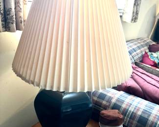 Pair MCM navy ceramic lamps