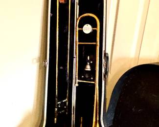 Trombone in hard case