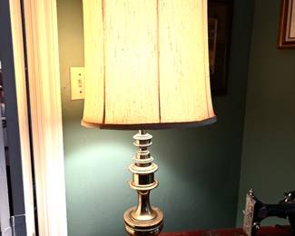 Pair tall brass lamps