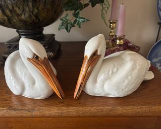 Vintage white pelicans