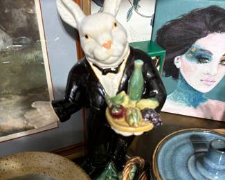 Pair ceramic Butler Bunnies