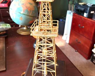 Vintage oil derrick sculpture