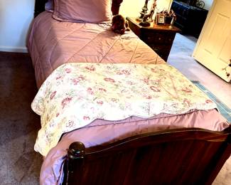 Vintage dark wood panel twin bed