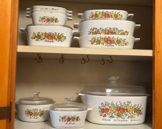 Beyond packed kitchen.  Corning Spice of Life. 