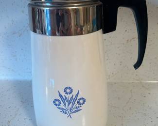 Corning Cornflower  Blue coffee percolator. 