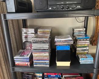 CDs , DVDs, VHS and 8-tracks.