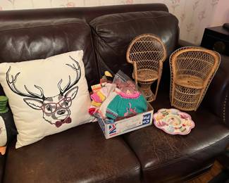 Vintage Doll Size Wicker Peacock / Fan Back Chairs