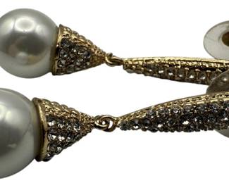 Jada Dramatic Pave Pearl Bridal Earrings