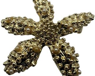 Silver Tone Pearl Starfish Earrings