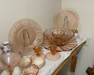 Pink vaseline glass.