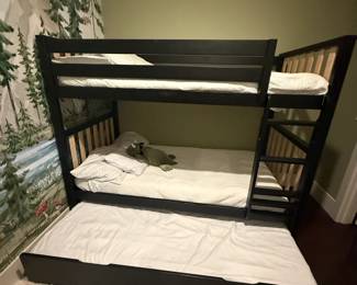 TWIN OVER TWIN TRUNDEL BUNK BED SHOWING THE PULL OUT TRUNDEL