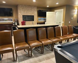 POTTERY BARN LEATHER DINING CHAIRS IN NEW CONDITION