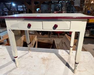 Wood farmhouse table / desk. Antique.  https://modestlambestatesales.hibid.com/