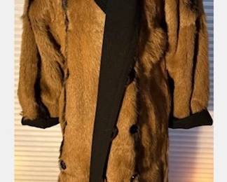 Ralp Lauren Purple Label Goat skin fur collar coat. Reversible. Black wool. https://modestlambestatesales.hibid.com/