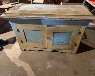 Antique farmhouse cabinet base.  https://modestlambestatesales.hibid.com/