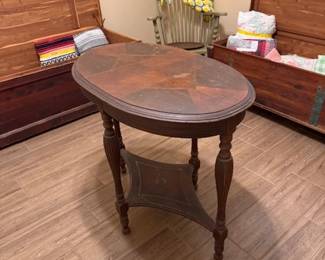 Antiques withTurned legs, mixed woods, - needs some TLC ... to bring it back to life