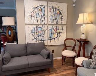 Furniture, antiques, mid-century, lamps, tables, marble tops, Old Antique Bedframes, cedar chest, hand-made farm antiques - needs your touch.