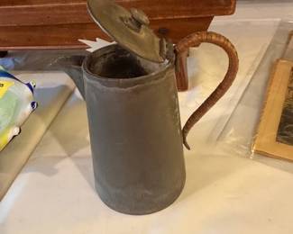 Antique small Pitcher with wicker handle
