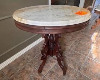 Antique Oval Marble Side table