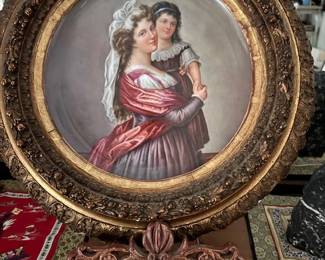 Lebrun mit dem Kinde and daughter by J Dahn signed #236 Marie Antoinette personal female Artist and Child Painted on Porcelain all 4 markings visual and intact