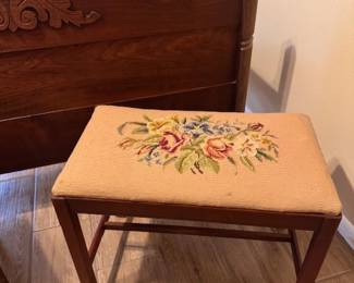 2 Handmade Embroidered small benches by the 93 year old owners mother