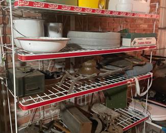 vintage metal rack - available for pick u sunday   as we are using it for staging for the first few days !!