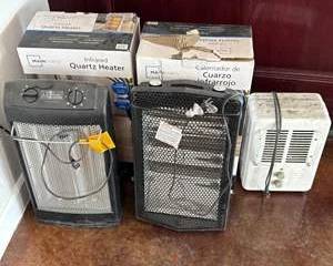 Lot of 3 Portable Space Heaters – Infrared Quartz & Electric Room Heaters
