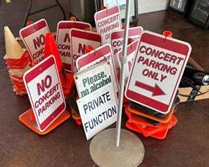 Traffic Control Lot: No Parking Signs, Concert Parking, Cones, Bases & Event Accessories