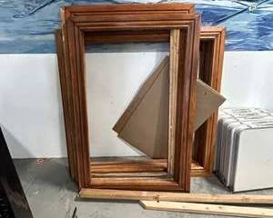 Group of Wood Picture Frames with Stained Finish varying sizes