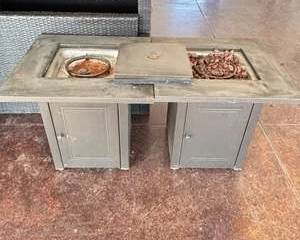 Outdoor Propane Fire Pit Table w/ Dual Burners 50,000 BTU LPG Patio Fire Feature